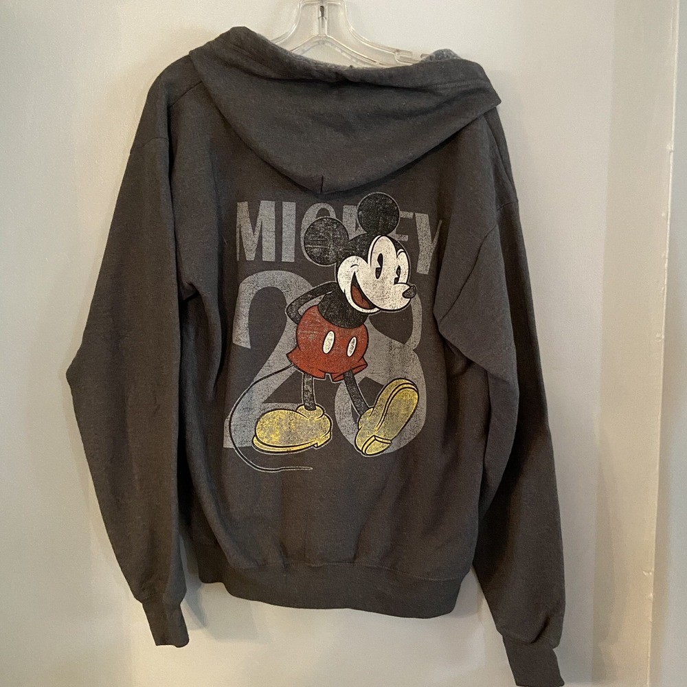 Disney Parks Disneyland Mickey Mouse Dark Gray Zip Hoodie Sweatshirt Medium - Picture 5 of 5